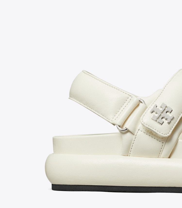 Tory Burch designer sandals TB x BonBon Kira Sport Padded Sandal in VANILLA MARSHMALLOW detail