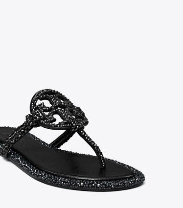 Tory Burch designer サンダル TB x BonBon ミラー ノット クリスタル サンダル in PERFECT BLACK / GRAPHITE ディテール