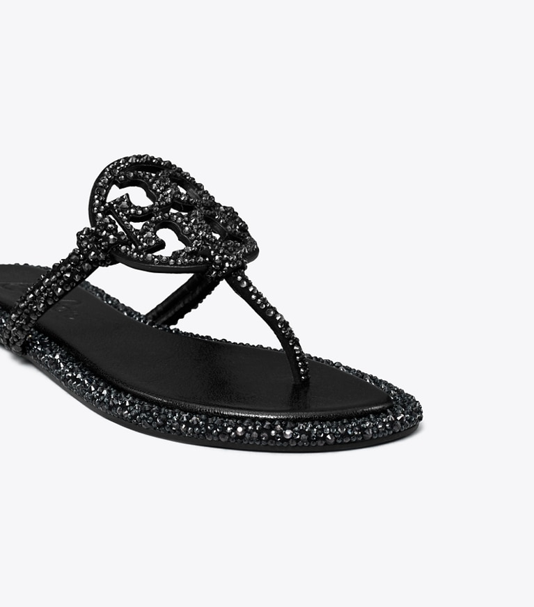 Tory Burch designer サンダル TB x BonBon ミラー ノット クリスタル サンダル in PERFECT BLACK / GRAPHITE angle