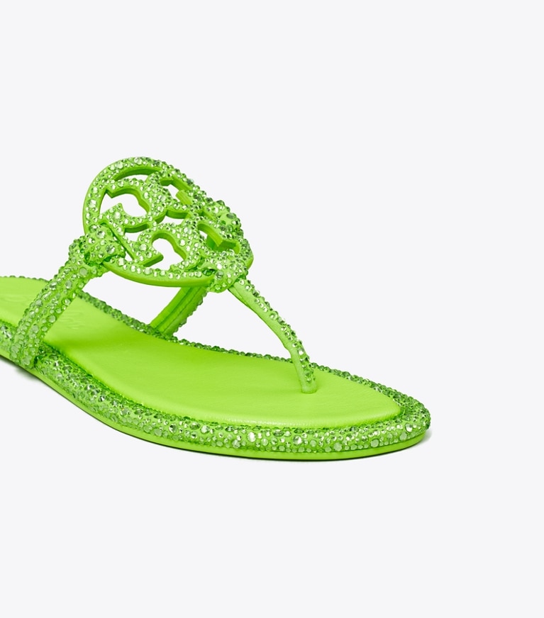 Tory Burch designer sandals TB x BonBon Miller Knotted Crystal Sandal in MONSTER / PERIDOT angle