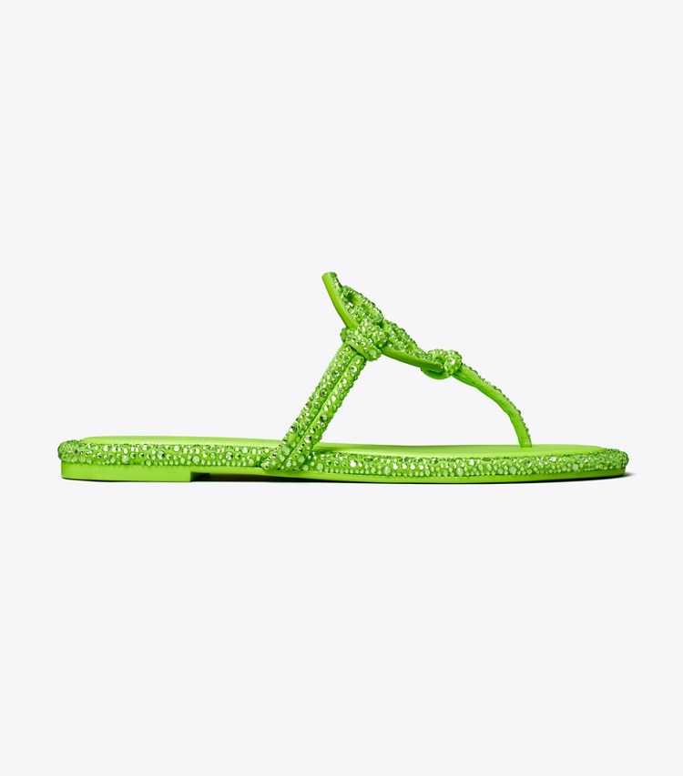 Tory Burch designer sandals TB x BonBon Miller Knotted Crystal Sandal in MONSTER / PERIDOT side