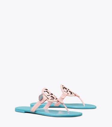 Tory Burch designer sandals TB x BonBon Miller Patent Charm Sandal in COTTON CANDY angle