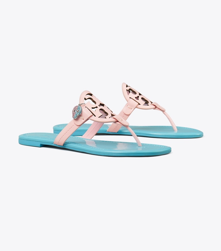 Tory Burch designer sandals TB x BonBon Miller Patent Charm Sandal in COTTON CANDY angle