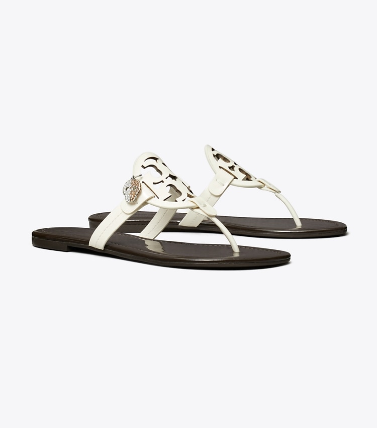 Tory Burch designer sandals TB x BonBon Miller Patent Charm Sandal in COLA angle