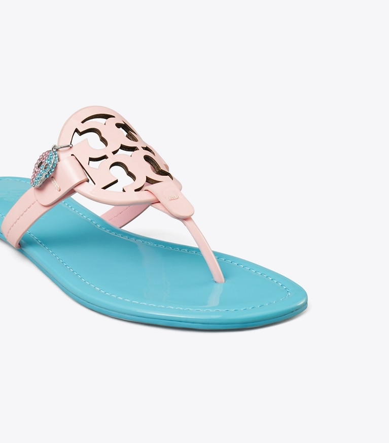 Tory Burch designer sandals TB x BonBon Miller Patent Charm Sandal in COTTON CANDY angle