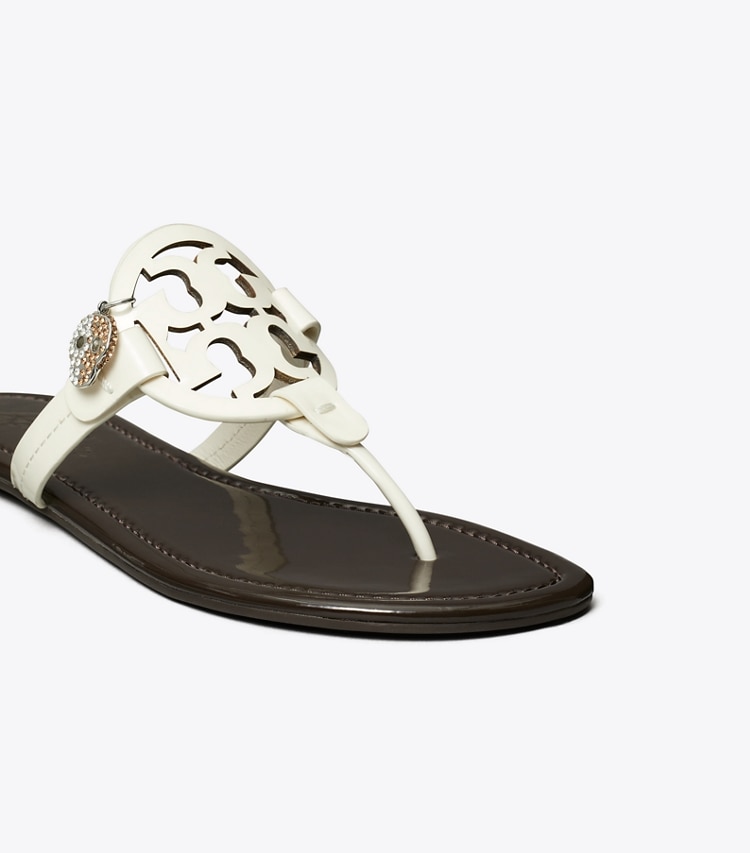 Tory Burch designer sandals TB x BonBon Miller Patent Charm Sandal in COLA detail