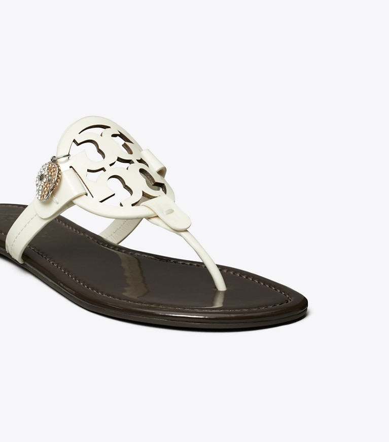 Tory Burch designer sandals TB x BonBon Miller Patent Charm Sandal in COLA angle