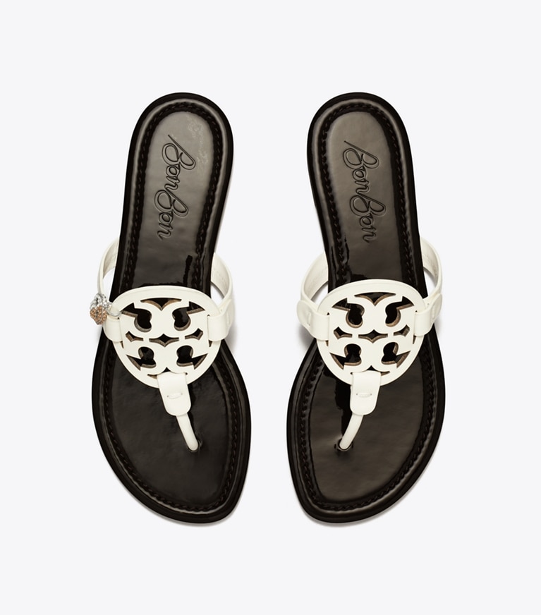 Tory Burch designer sandals TB x BonBon Miller Patent Charm Sandal in COLA angle