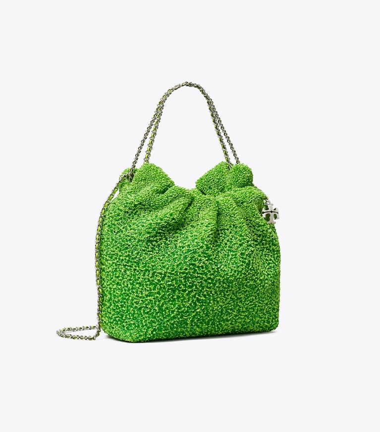 Tory Burch designer crossbody bags TB x BonBon Mini Fleming Embellished Hobo Bag in Sugared Apple angle