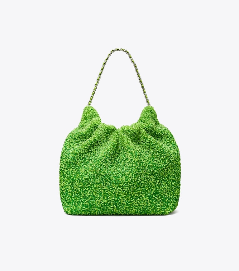 Tory Burch designer crossbody bags TB x BonBon Mini Fleming Embellished Hobo Bag in Sugared Apple angle
