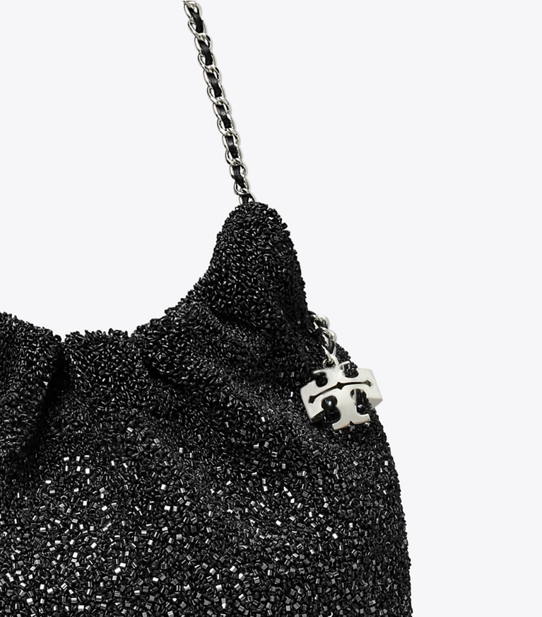 Tory Burch designer crossbody bags TB x BonBon Mini Fleming Embellished Hobo Bag in Sugared Licorice angle