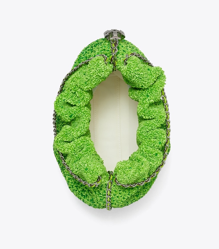 Tory Burch designer crossbody bags TB x BonBon Mini Fleming Embellished Hobo Bag in Sugared Apple angle