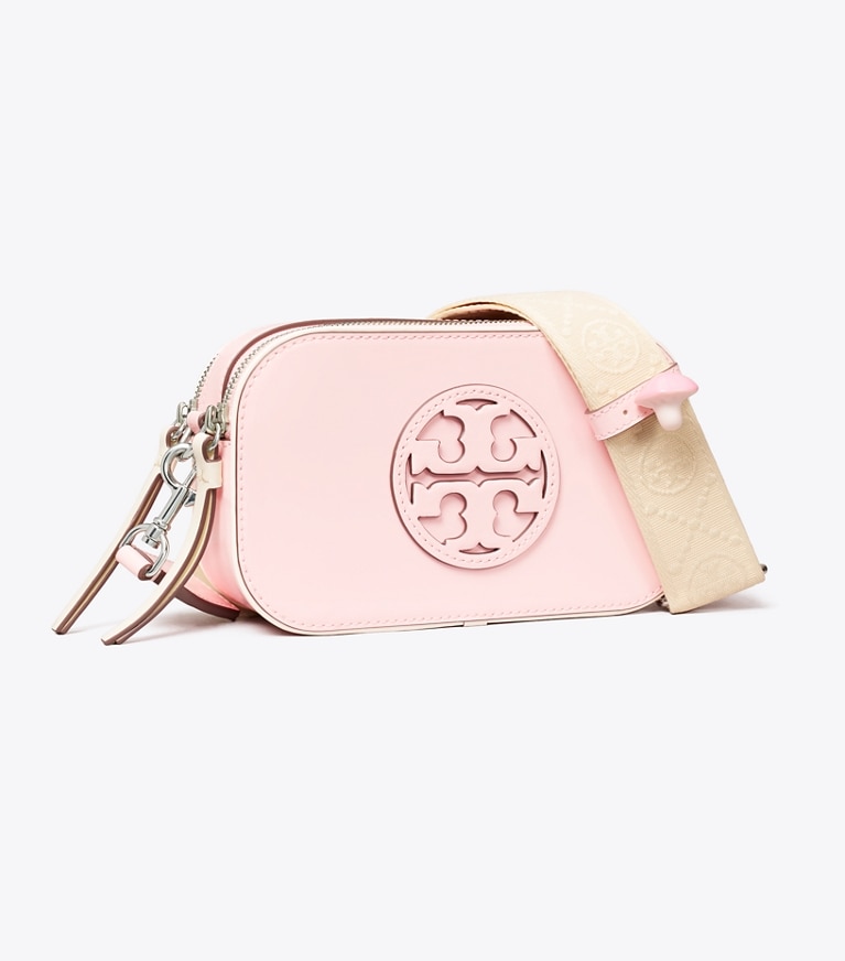 Tory Burch designer crossbody bags TB x BonBon Mini Miller Spazzolato Crossbody Bag in BonBon Pink angle