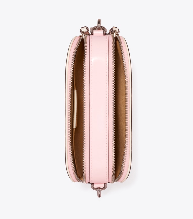 Tory Burch designer crossbody bags TB x BonBon Mini Miller Spazzolato Crossbody Bag in BonBon Pink angle