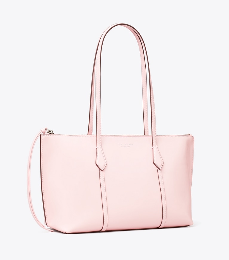 Tory Burch designer tote bags TB x BonBon Small Perry Zip Tote in Shocktart angle