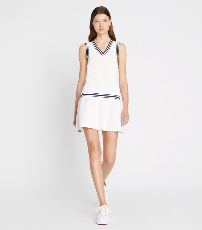 Tech Knit V-Neck Tennis Dress: Women's Designer Dresses