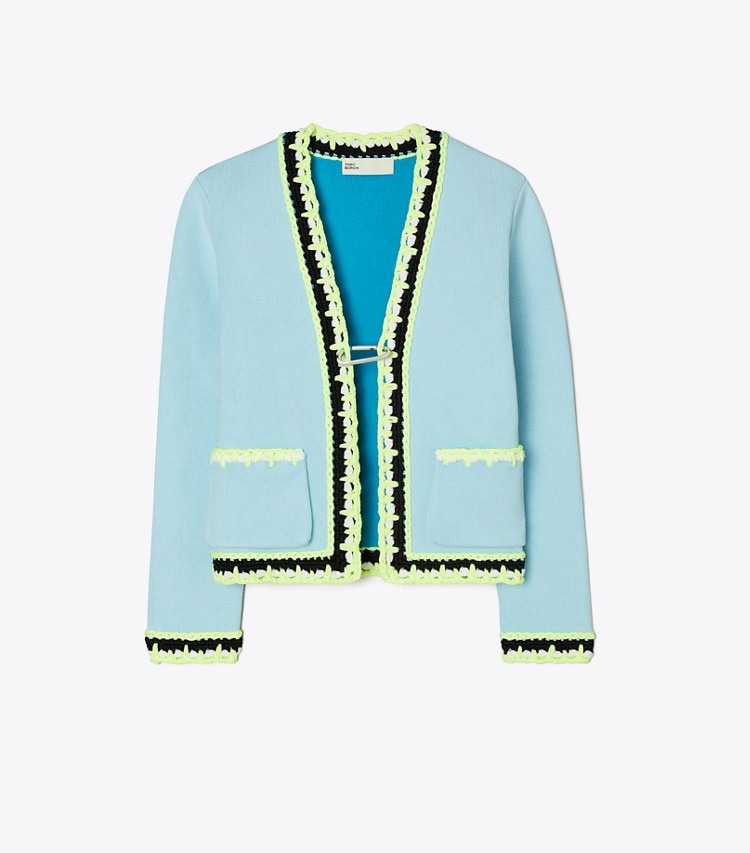 Tory Sport designer sweaters Tech Knit Viscose Cardigan in Vista front