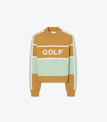 Tory Sport designer sweaters Tech Nylon Golf Cropped Sweater in Ridge / Sage Leaf front
