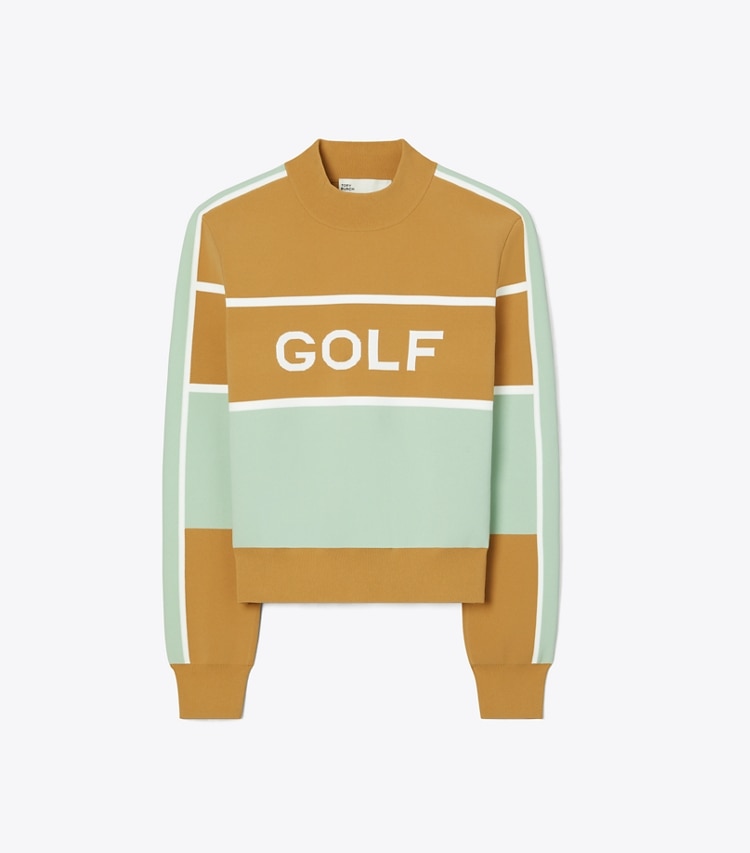 Tory Sport designer sweaters Tech Nylon Golf Cropped Sweater in Ridge / Sage Leaf front