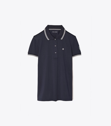 Tory Sport designer tops Tech Piqué Polo in Tory Navy front
