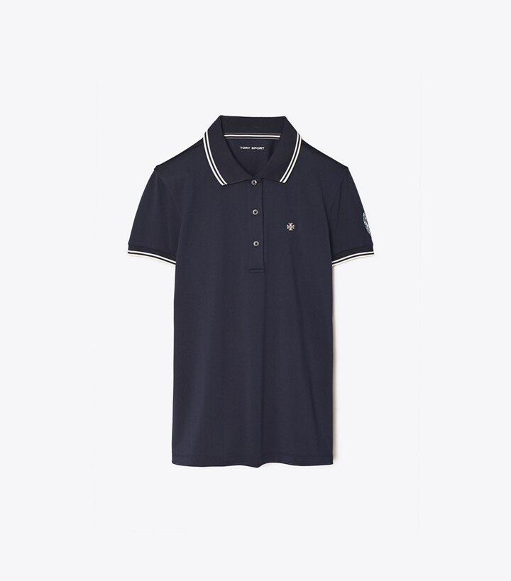 Tory Sport designer tops Tech Piqué Polo in Tory Navy front