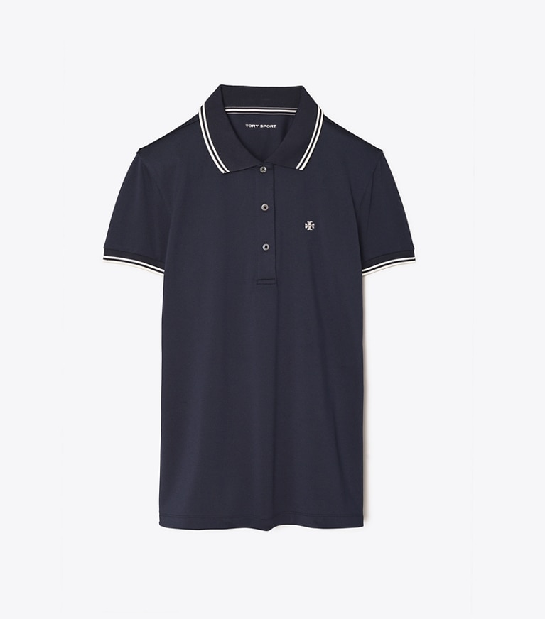 Tory Sport designer tops Tech Piqué Polo in Tory Navy front