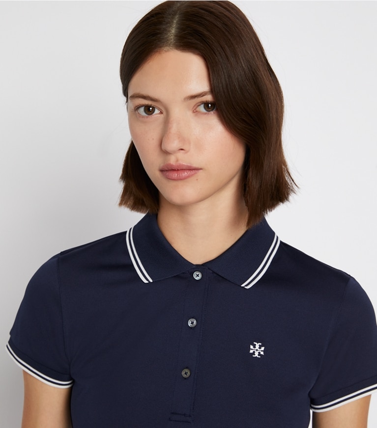 Tory Sport designer tops Tech Piqué Polo in Tory Navy front