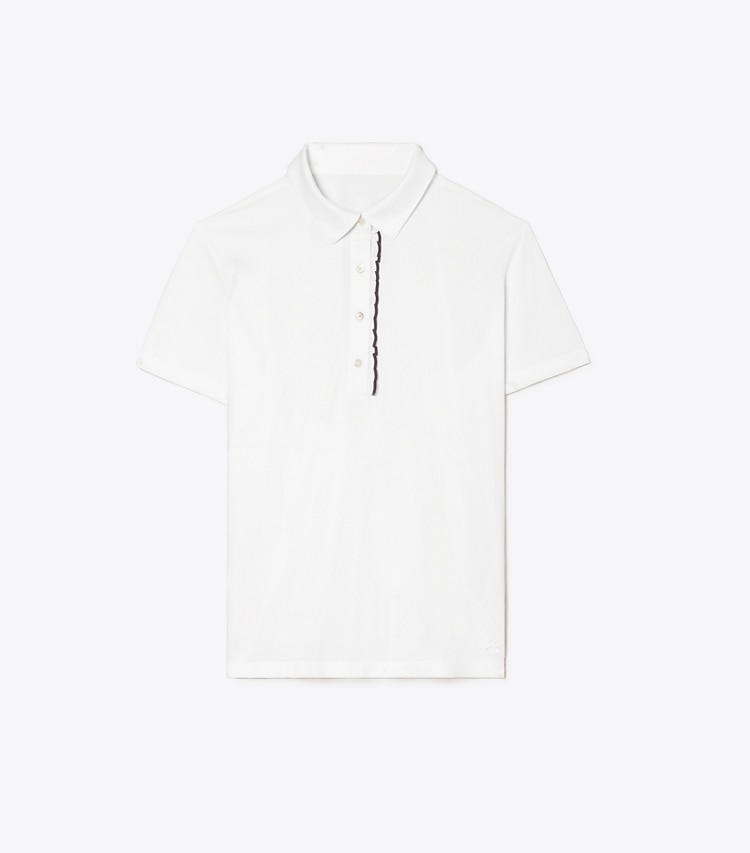 Tech Piqué Ruffle Polo: Women's Designer Tops | Tory Sport