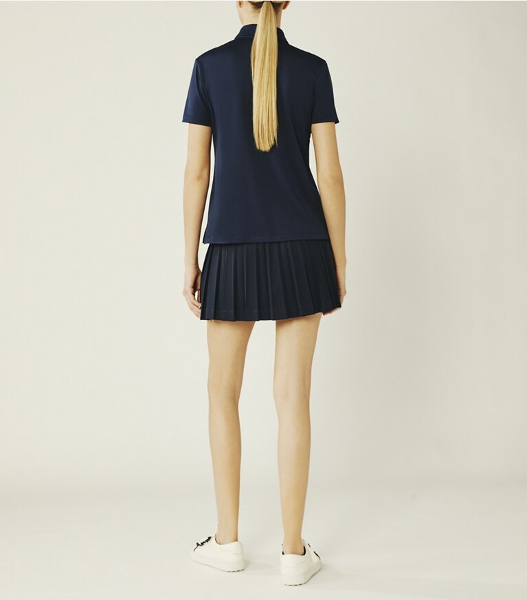 Tory Sport designer tops Tech Piqué Ruffle Polo in Tory Navy front