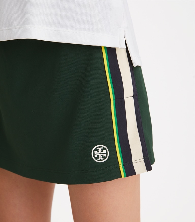 Tory Sport designer bottoms Tech Piqué Tennis Skirt in Conifer front