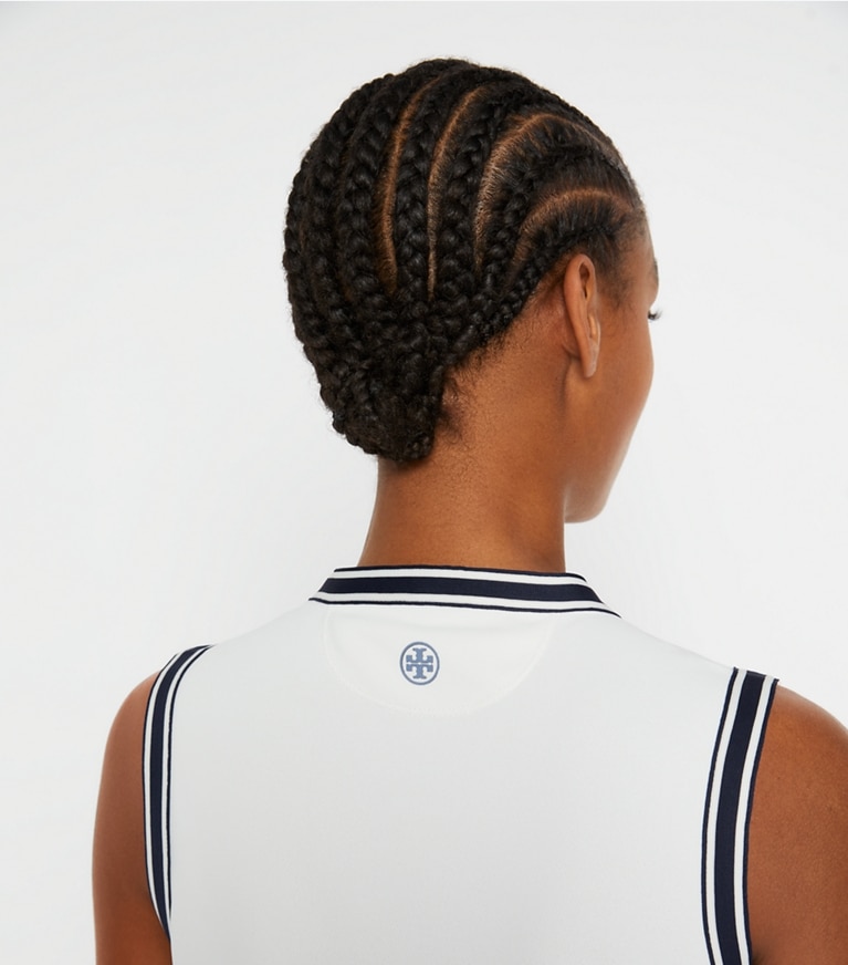 Tory Burch designer tops Tech Piqué Tunic Tank in Snow White front