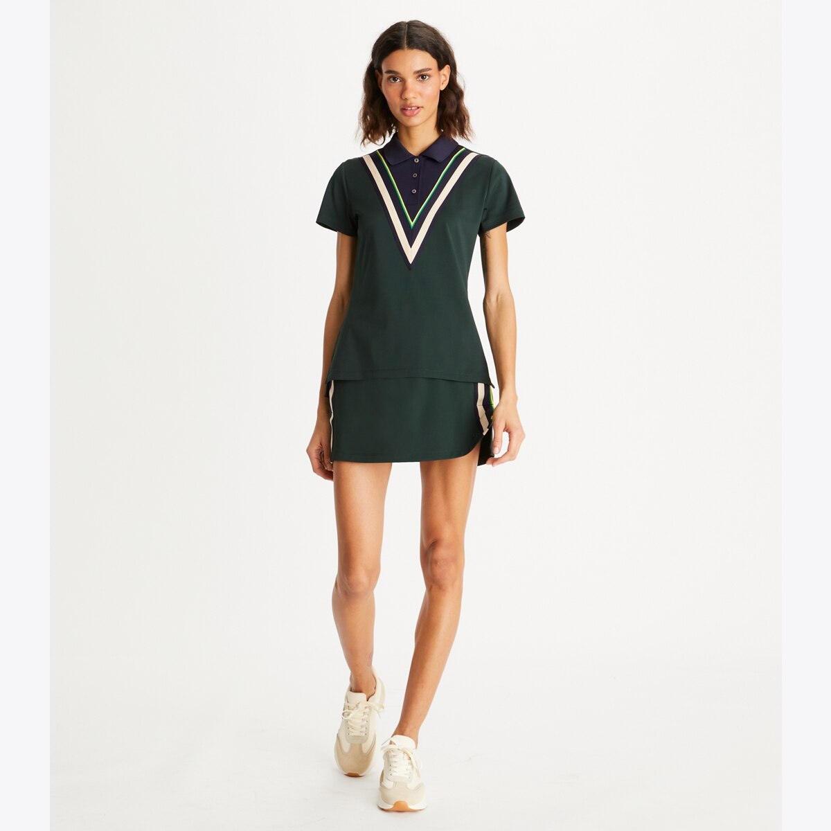 Tech Piqué Chevron Polo: Women's Designer Tops | Tory Sport