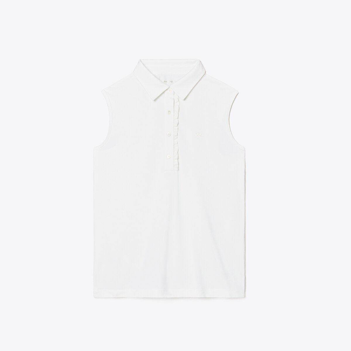 TORY deals BURCH ‘Emily’ Ruffle Sleeveless Pique Polo Shirt Size S