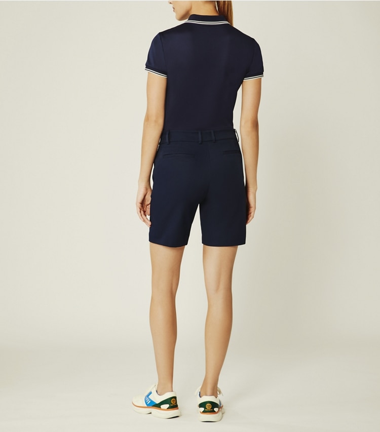 Tory Sport designer bottoms Tech Twill Golf Short in Tory Navy on model back