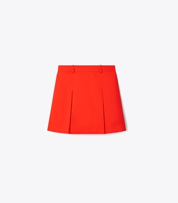 Tory Burch designer bottoms Tech Twill Golf Skirt in Blazing Red front