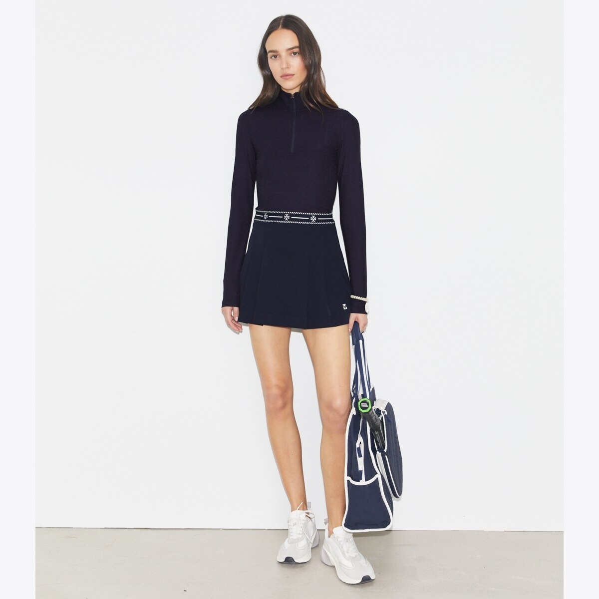 Tech Twill Logo Tape Tennis Skirt: Women's Designer Bottoms | Tory