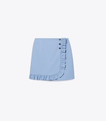 Tory Sport designer bottoms Tech Twill Ruffle Golf Skirt in Seafaring front