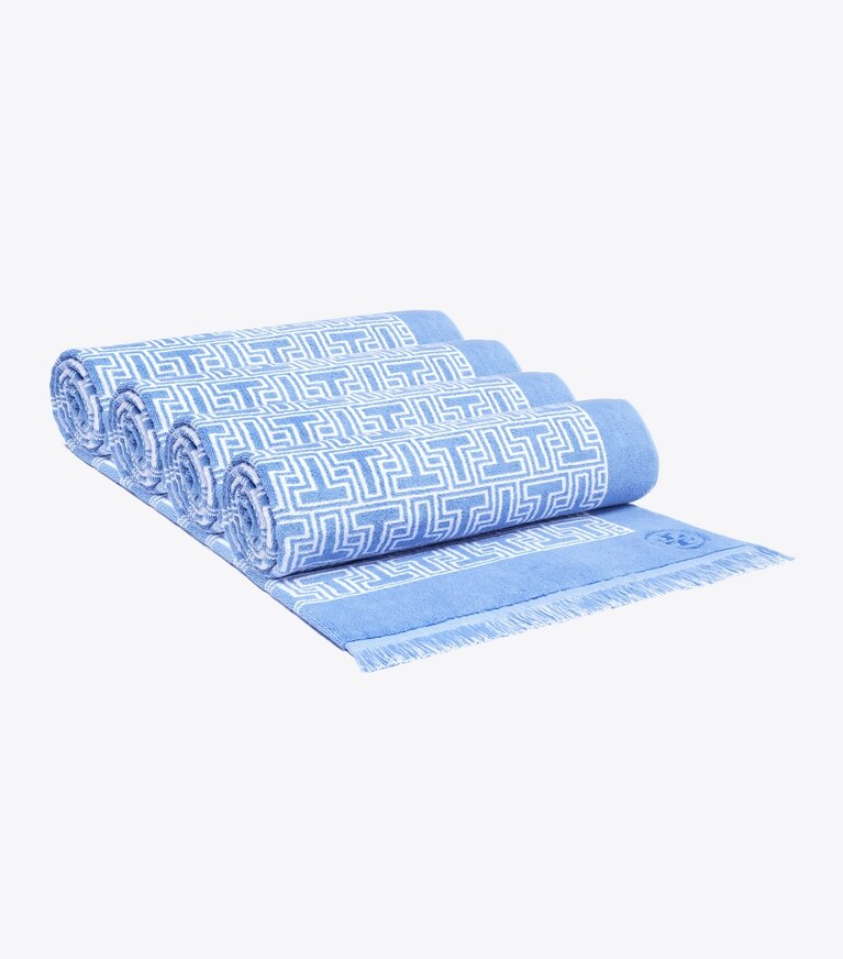 Tory Burch designer teli mare Telo mare T-Tile in Blue Bird front