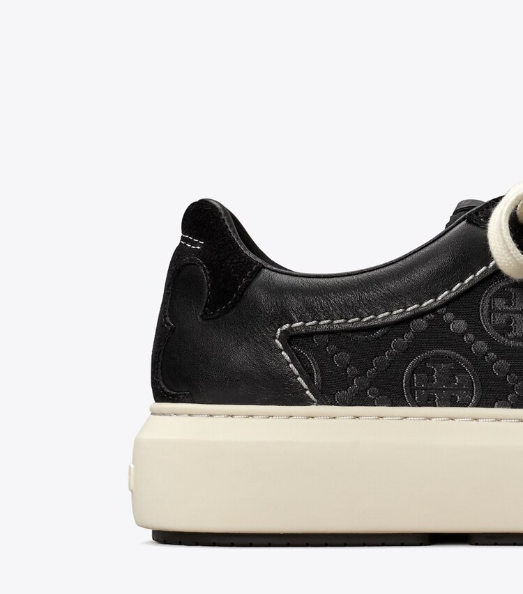 Tory Burch diseñador zapatillas Tenis con monograma de T Ladybug en INVERTED BLACK / PERFECT BLACK detalle