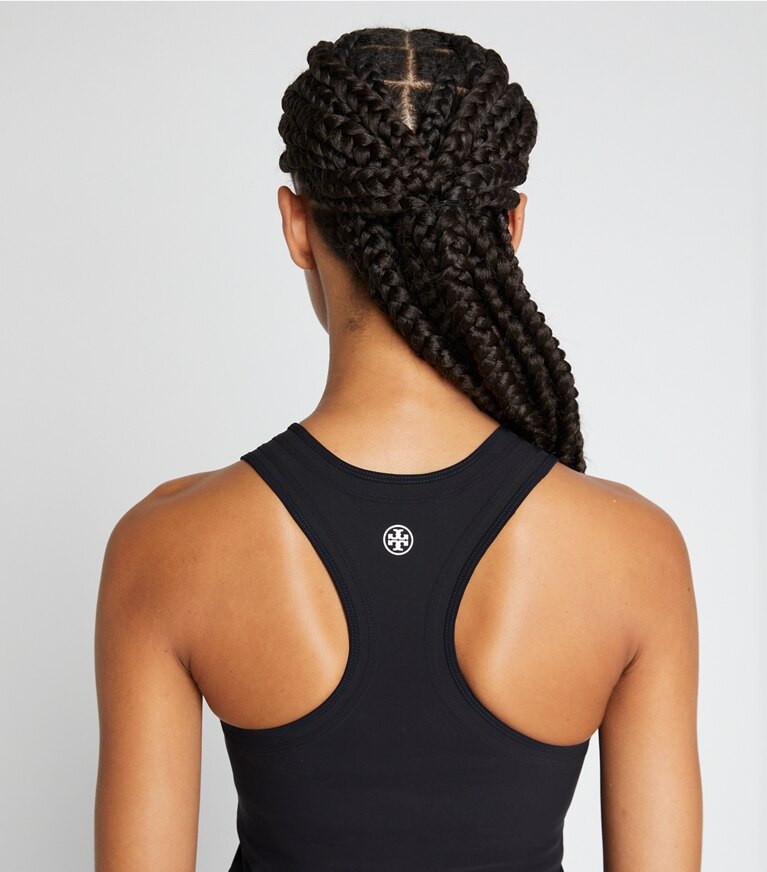 Tory Sport designer oberteile Tennis Tanktop mit kontrastierenden Trägern in Black front