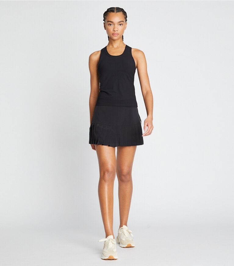 Tory Sport designer oberteile Tennis Tanktop mit kontrastierenden Trägern in Black front