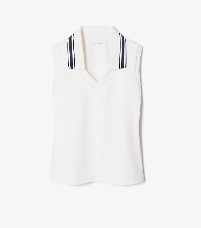 Tory Burch designer oberteile Tennis-Tanktop mit V-Ausschnitt in Snow White front
