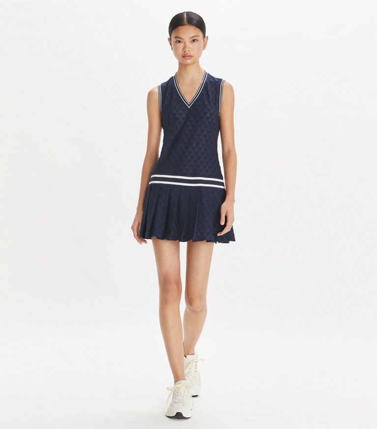 Tory Sport designer kleider Tenniskleid aus Terry-Jacquard in Tory Navy front