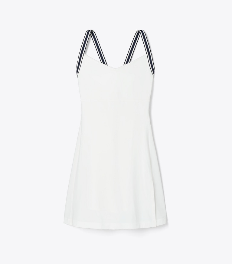 Tory Sport designer kleider Tenniskleid mit überkreuzter Rückenpartie in Snow White front