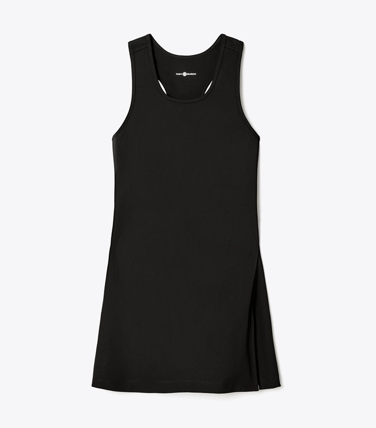 Tory Sport designer kleider Tenniskleid mit Seitenschlitz in Black / Black front