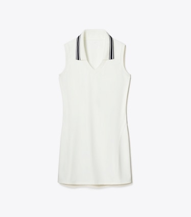 Tory Burch designer kleider Tenniskleid mit V-Ausschnitt in Snow White front