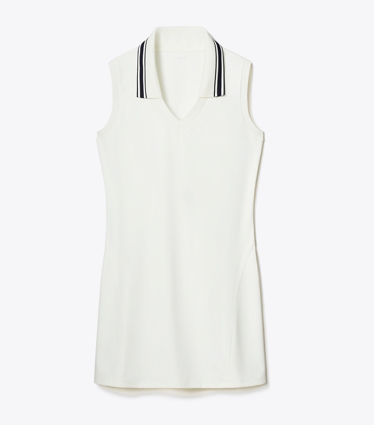 Tory Burch designer kleider Tenniskleid mit V-Ausschnitt in Snow White front