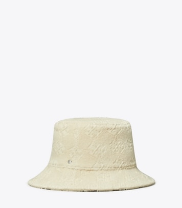Wide-Brim Woven Jacquard Bucket Hat: Women's Designer Hats