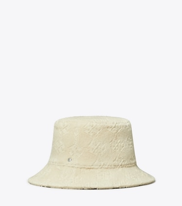 Tory Burch designer chapeaux Terry Bucket Hat in White front
