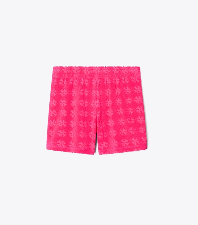 Tory Burch designer coverups Terry Jacquard Logo Short in Bold Pink front